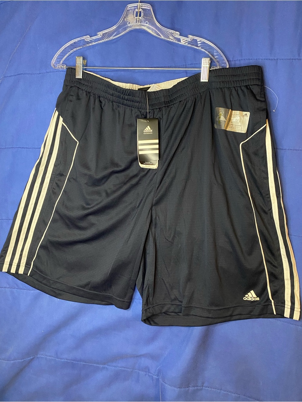 adidas Men's navy Athletic Shorts with White Stripes